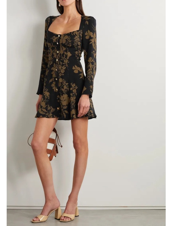 Reformation Dresses & Skirts - Reformation Indira Cutout Floral-print Crepe Mini Dress